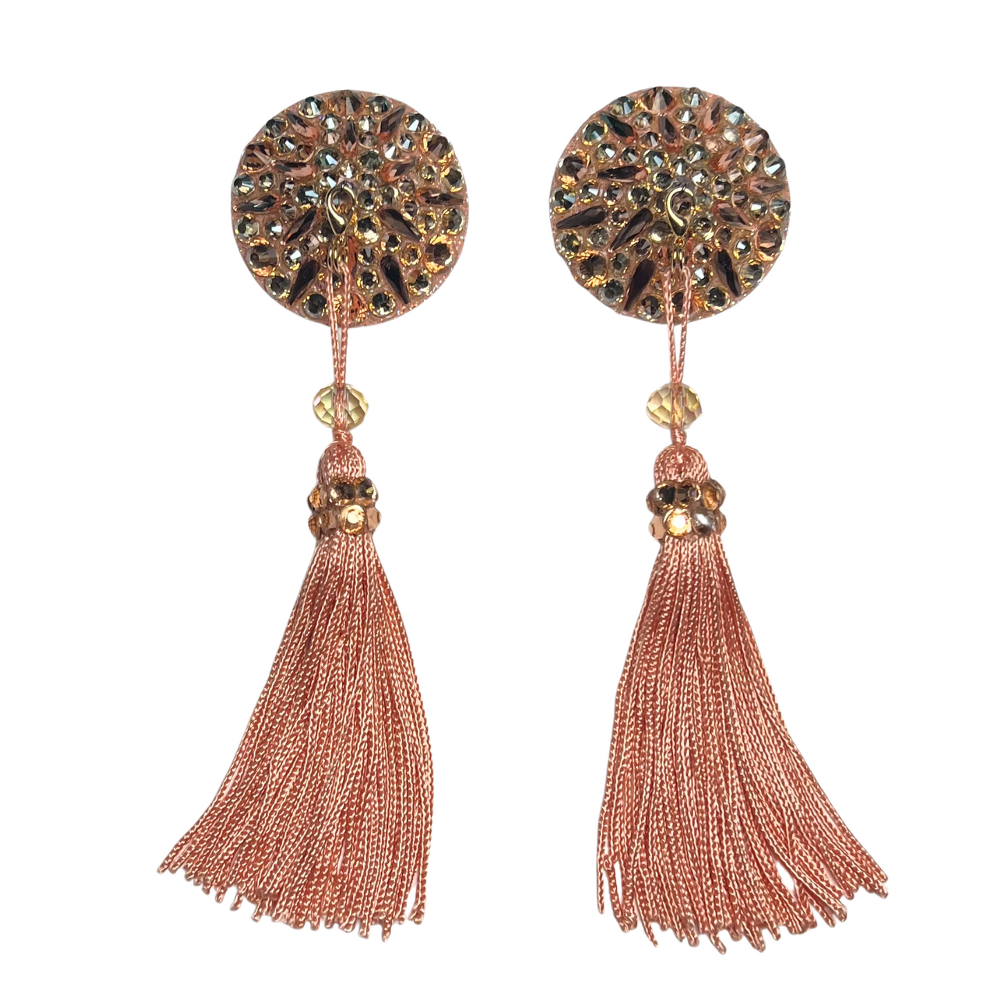 1.5" Round Acrylic Base Pasties - Light Golden Peach - Peach Removable Tassels