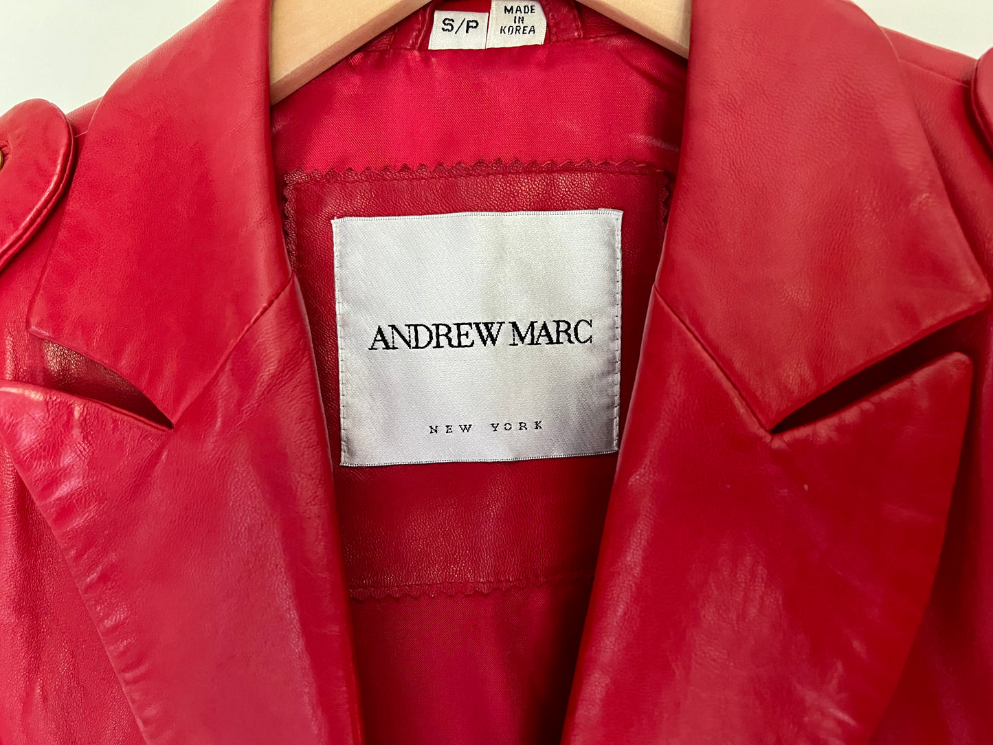 80s Red Leather Circus Vintage Designer Jacket by Andrew Marc - Size S