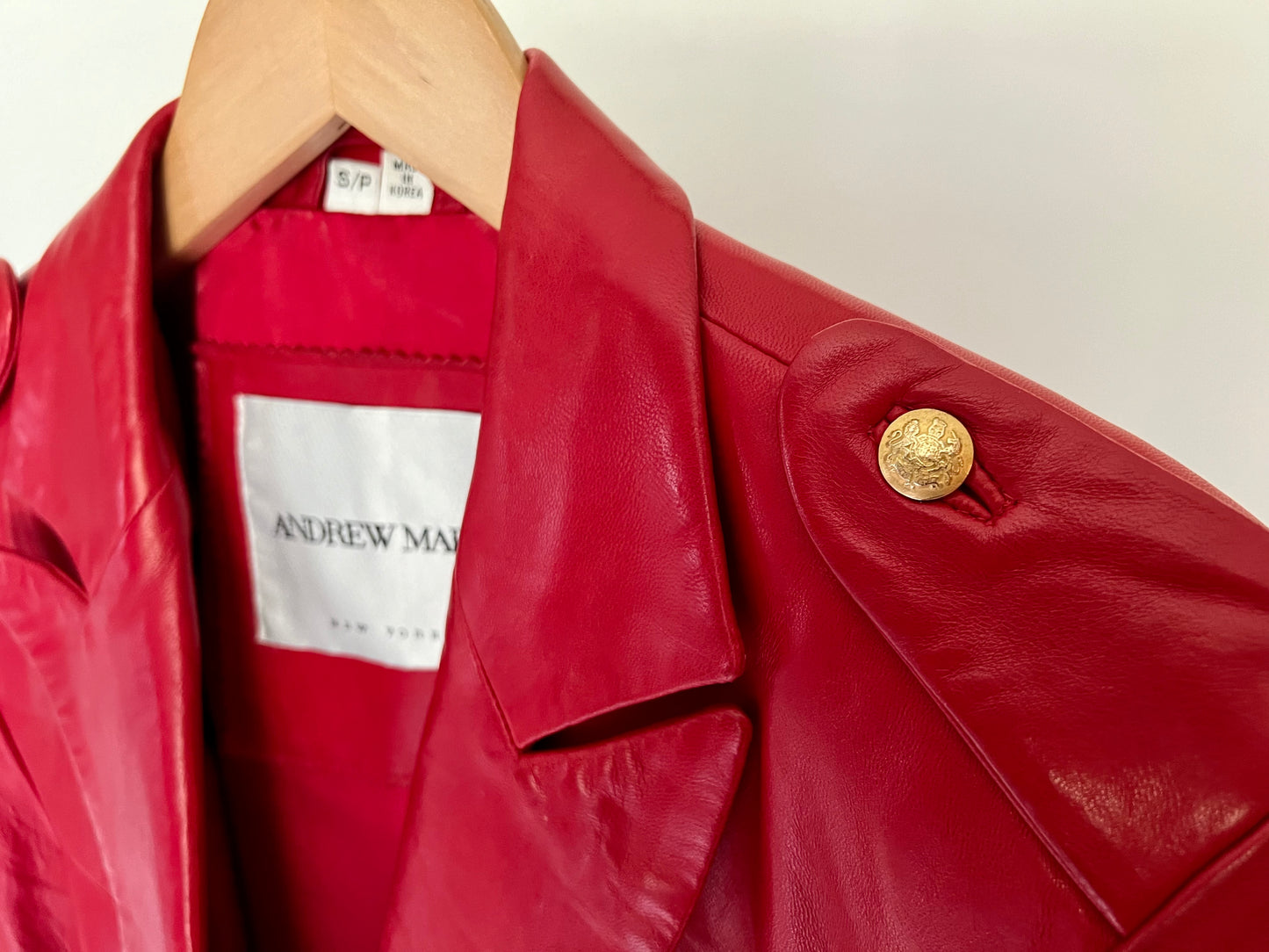 80s Red Leather Circus Vintage Designer Jacket by Andrew Marc - Size S