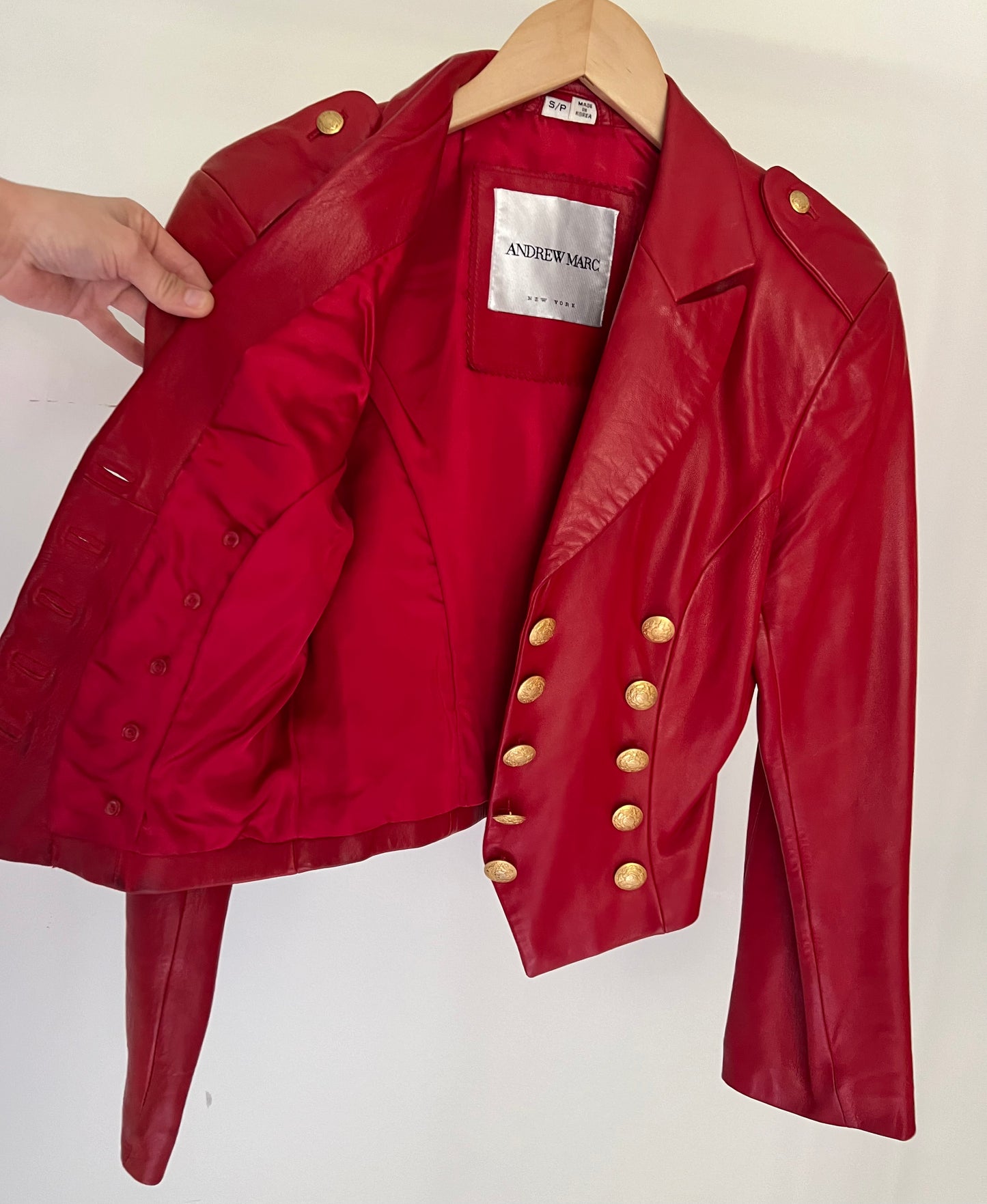 80s Red Leather Circus Vintage Designer Jacket by Andrew Marc - Size S