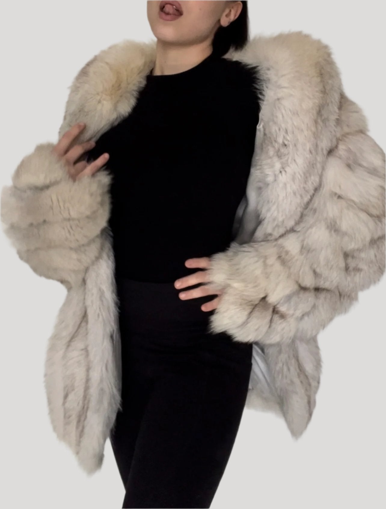 Blue Fox Vintage Fur Coat